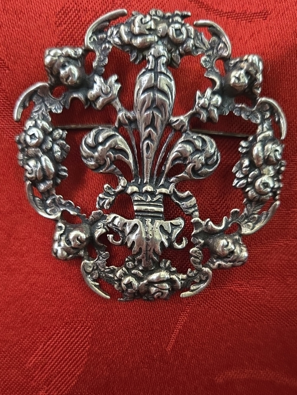Parenti Sisters RARE Vintage Sterling Silver Florentine Fleur-de-Lis Brooch